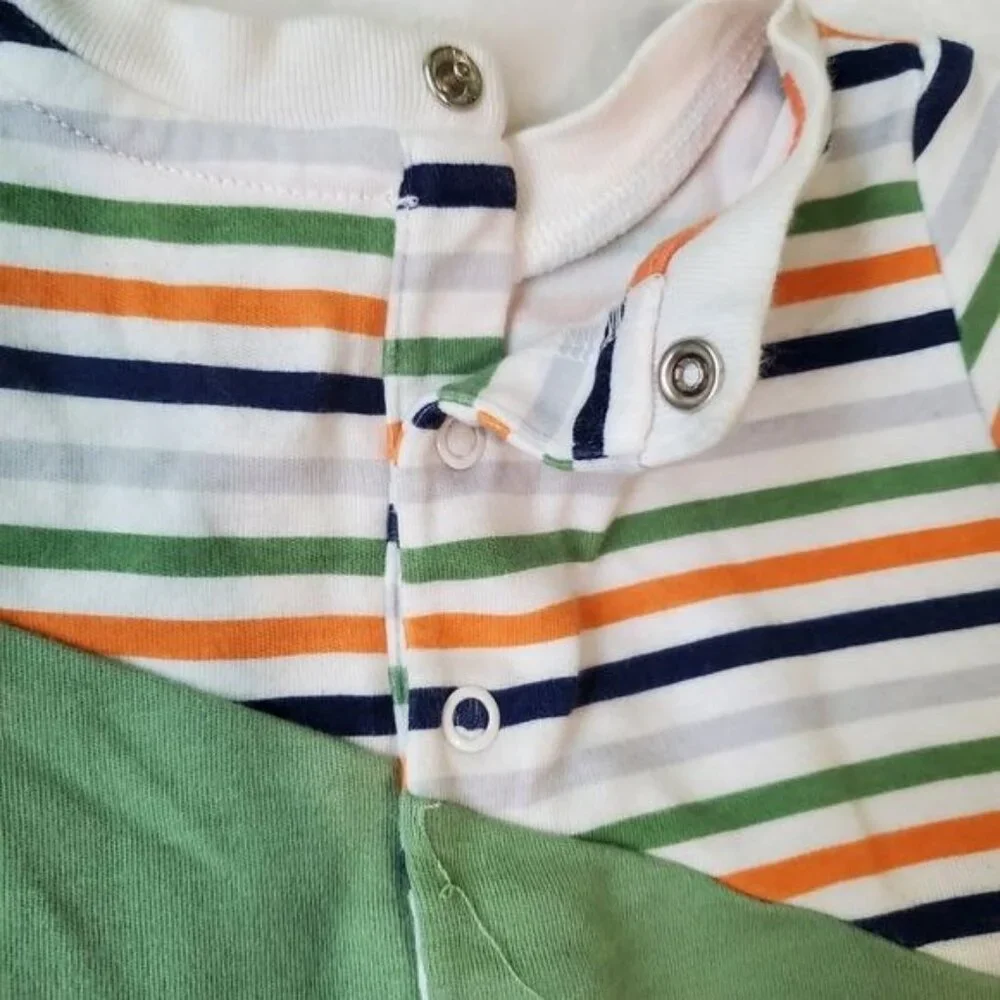 Kids Headquarters Rompers 3 Months set of two striped shorts green blue dinosaur